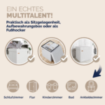 Set 2 taburete pliabile cu spatiu de depozitare, din piele ecologică, alb, 38x38x38cm, Casaria® - imagine 6