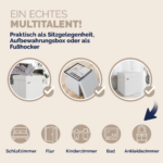 Taburet pliabil cu spatiu de depozitare, din piele ecologică, alb, 40l, 38x38x38cm, Casaria® - imagine 7