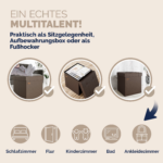 Taburet pliabil cu spatiu de depozitare, din piele ecologică, maro, 40l, 38x38x38cm, Casaria® - imagine 7
