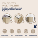 Set 2 taburete pliabile cu spatiu de depozitare, bej, 40l, 38x38x38cm, Casaria® - imagine 6