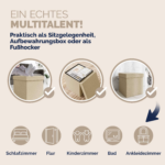 Taburet pliabil cu spatiu de depozitare, bej, 40l, 38x38x38cm, Casaria® - imagine 7
