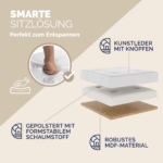 Set 2 taburete pliabile cu spatiu de depozitare, din piele ecologică, alb, 38x38x38cm, Casaria® - imagine 7
