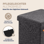 Taburet pliabil cu spatiu de depozitare, gri inchis, 40l, 38x38x38cm, Casaria® - imagine 9