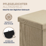 Taburet pliabil cu spatiu de depozitare, bej, 40l, 38x38x38cm, Casaria® - imagine 9