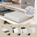 Set 2 taburete pliabile cu spatiu de depozitare, din piele ecologică, alb, 38x38x38cm, Casaria® - imagine 8