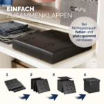 Set 2 taburete pliabile cu spatiu de depozitare, din piele ecologică, negru, 38x38x38cm, Casaria® - imagine 2