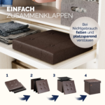 Taburet pliabil cu spatiu de depozitare, din piele ecologică, maro, 40l, 38x38x38cm, Casaria® - imagine 10