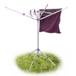 Uscator de rufe rotativ cu 19 m de sfoara – Suport pliabil din aluminiu cu 4 picioare, Relaxdays