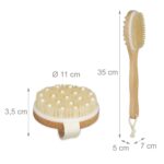 Set de 2 perii de baie pentru masaj, din bambus, din peri naturali, natural/ alb, Relaxdays - imagine 5