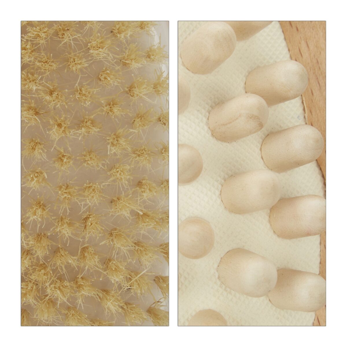 Set de 2 perii de baie pentru masaj, din bambus, din peri naturali, natural/ alb, Relaxdays - imagine 7