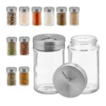 Set 12 recipiente pentru condimente, rotunde, transparente, Relaxdays