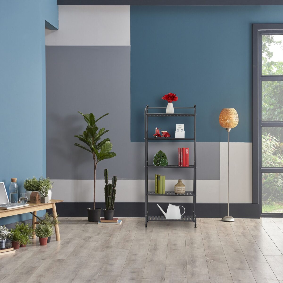 Etajera Metalica cu 5 Rafturi – Design Elegant, Fara Gaurire, pentru Baie, Bucatarie sau Living, negru, Relaxdays - imagine 2