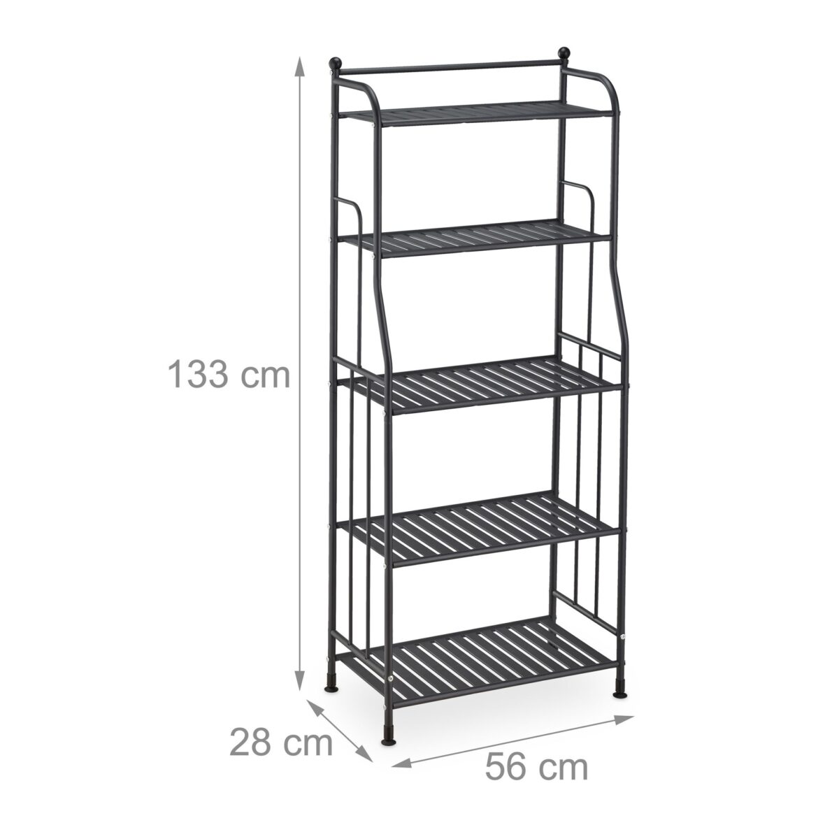 Etajera Metalica cu 5 Rafturi – Design Elegant, Fara Gaurire, pentru Baie, Bucatarie sau Living, negru, Relaxdays - imagine 3