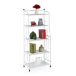 Etajera Metalica cu 5 Rafturi – Design Elegant, Fara Gaurire, pentru Baie, Bucatarie sau Living, alb, Relaxdays