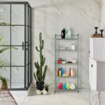 Etajera Metalica cu 5 Rafturi – Design Elegant, Fara Gaurire, pentru Baie, Bucatarie sau Living, verde, Relaxdays - imagine 2