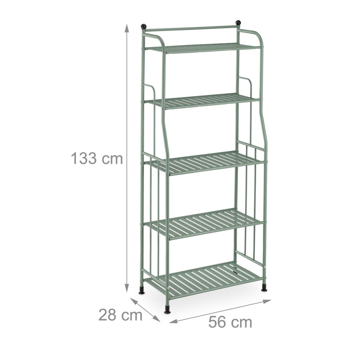 Etajera Metalica cu 5 Rafturi – Design Elegant, Fara Gaurire, pentru Baie, Bucatarie sau Living, verde, Relaxdays - imagine 3