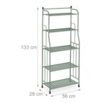 Etajera Metalica cu 5 Rafturi – Design Elegant, Fara Gaurire, pentru Baie, Bucatarie sau Living, verde, Relaxdays - imagine 3