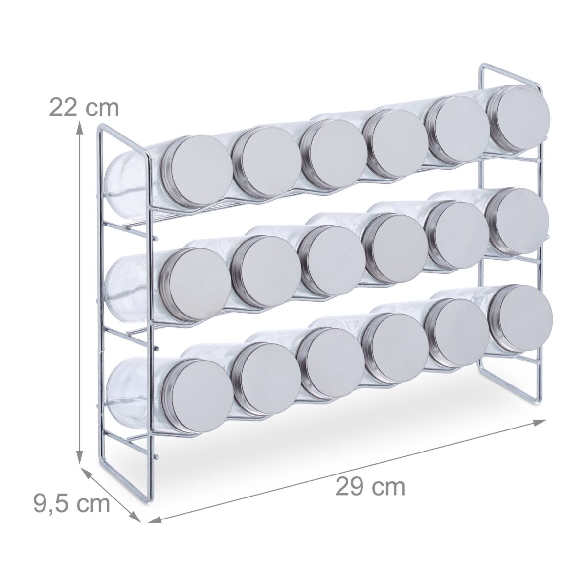 Set 18 recipiente condimente, cu suport, etichete, 22 x 29 x 9,5 cm, Relaxdays - imagine 4
