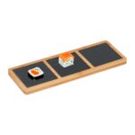Platou servire, din ardezie cu suport bambus, 1 x 10 x 10 cm, Relaxdays