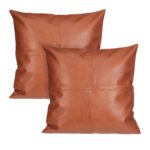 Perne decorative cu husa din piele ecologica, maro, 45 x 45 cm, Relaxdays