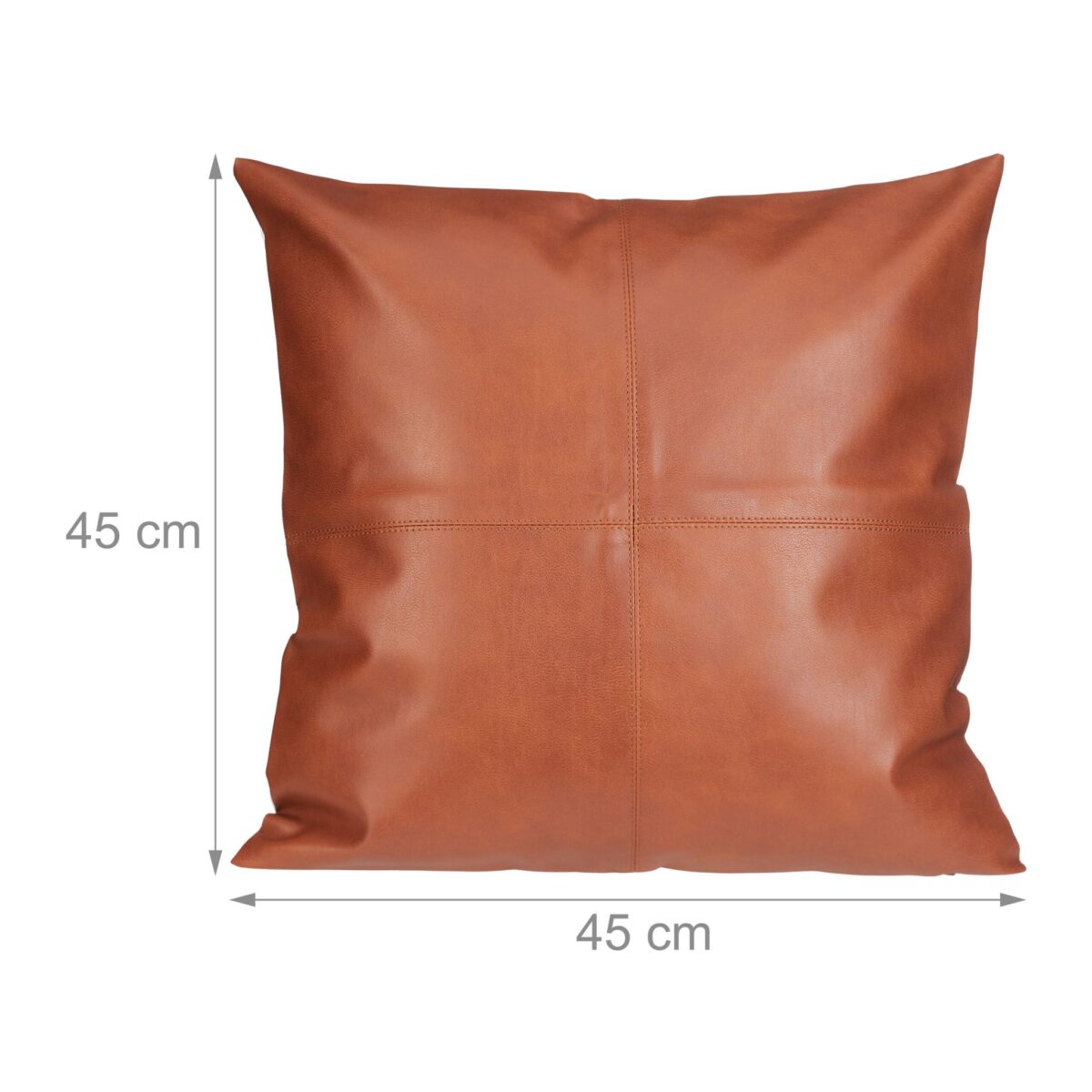 Perne decorative cu husa din piele ecologica, maro, 45 x 45 cm, Relaxdays - imagine 4