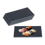 Set 6 platouri ardezie, dreptunghiulare, 30 x 20 cm, Relaxdays