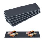 Set 6 platouri ardezie, dreptunghiulare, 30 x 10 cm, Relaxdays