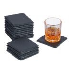 Set 16 suporturi pentru pahare, din ardezie, patrate, 1 x 10 x 10 cm,  Relaxdays