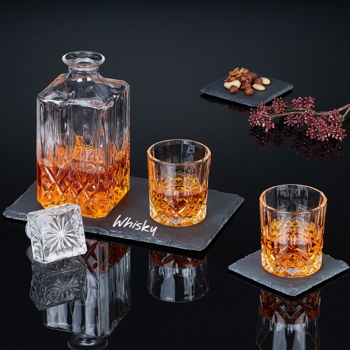 Set 16 suporturi pentru pahare, din ardezie, patrate, 1 x 10 x 10 cm,  Relaxdays - imagine 2