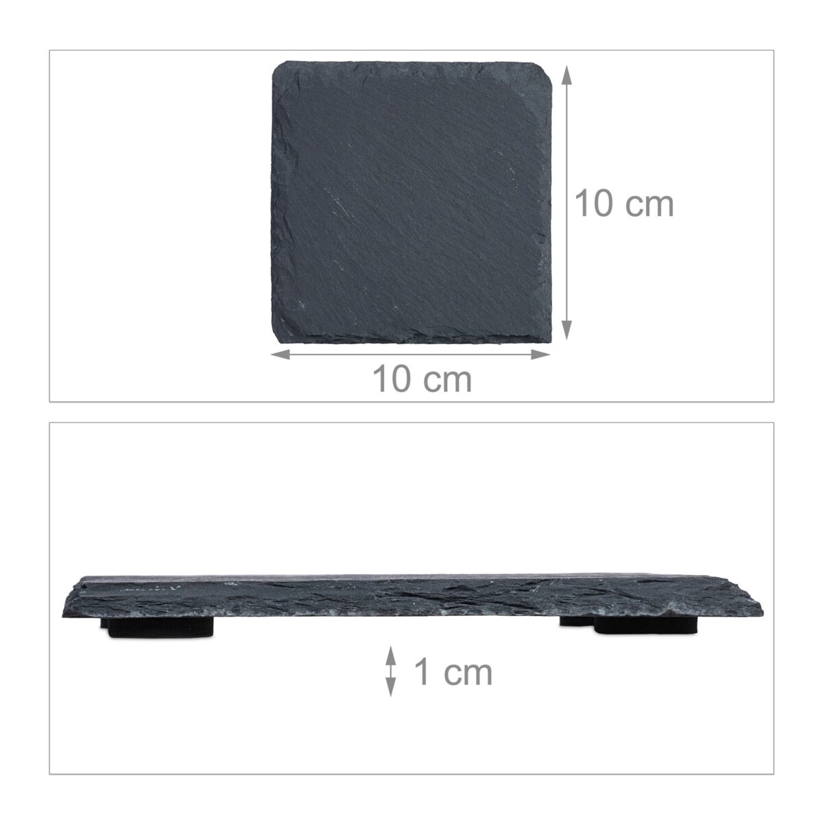 Set 16 suporturi pentru pahare, din ardezie, patrate, 1 x 10 x 10 cm,  Relaxdays - imagine 4