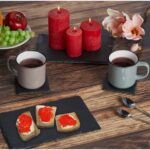 Set 16 suporturi pentru pahare, din ardezie, patrate, 1 x 10 x 10 cm,  Relaxdays - imagine 5