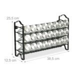 Set 24 recipiente condimente, cu suport, 25,5 x 38,5 x 12,5 cm, argintiu, Relaxdays - imagine 4