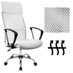 Scaun de birou Deluxe cu plasa, spatar ergonomic, alb, piele sintetica, Casaria - imagine 2