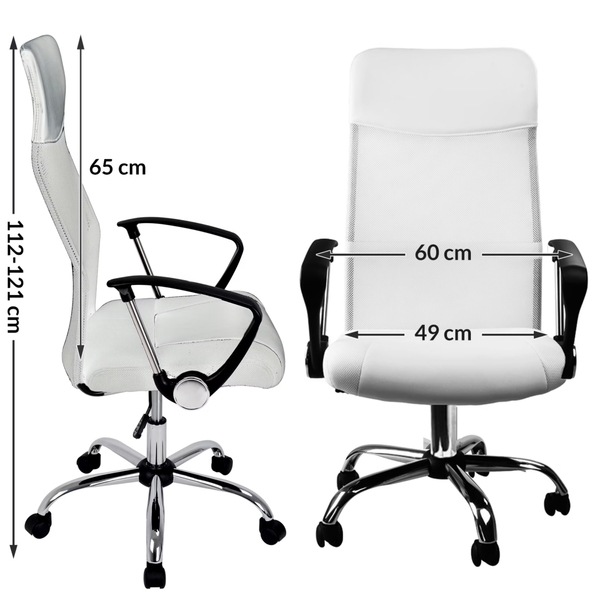 Scaun de birou Deluxe cu plasa, spatar ergonomic, alb, piele sintetica, Casaria - imagine 3