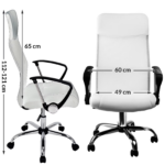 Scaun de birou Deluxe cu plasa, spatar ergonomic, alb, piele sintetica, Casaria - imagine 3