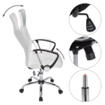 Scaun de birou Deluxe cu plasa, spatar ergonomic, alb, piele sintetica, Casaria - imagine 5