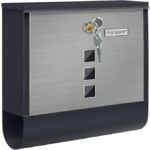Cutie poștală cu compartiment pentru ziare, oțel galvanizat, negru/argintiu, 30,5x10x33,5cm, Monzana®