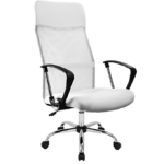 Scaun de birou Deluxe cu plasa, spatar ergonomic, alb, piele sintetica, Casaria