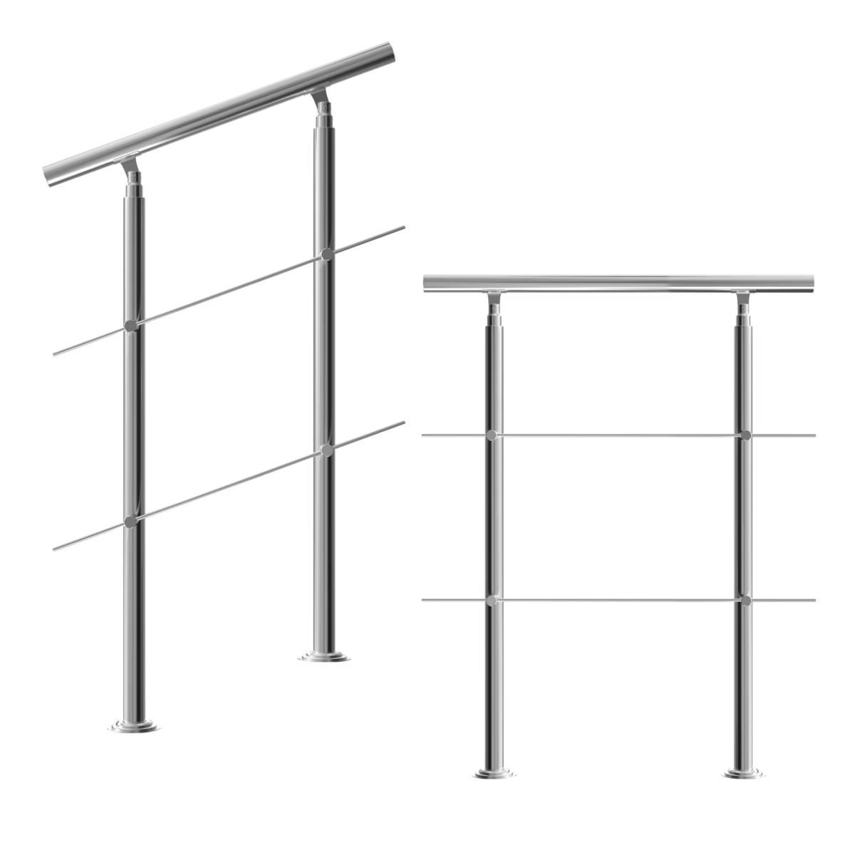 Balustradă pentru scară, oțel inoxidabil, 80cm, 2 bare, Monzana® - imagine 4