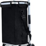 Cărucior de cumpărături pliabil cu compartiment frigorific, din aluminiu, gri, VOUNOT