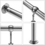 Balustradă de intrare din inox, 160cm, reglabila, Monzana® - imagine 3