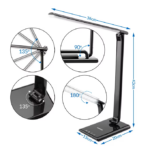 Lampă de birou LED, modernă, cu port de încărcare USB, negru, Monzana - imagine 6