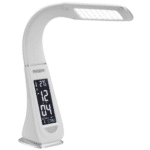 Lampă de birou LED cu afisaj display, trei intensitati, aspect de piele, alb, Monzana