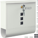 Cutie poștală cu compartiment pentru ziare, oțel galvanizat, alb, 30,5x10x33,5cm, Monzana® - imagine 4