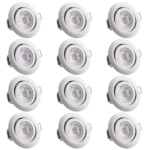 Set 12 spoturi LED incastrate, 3 intensitati, 5W, alb, rotunde, Monzana