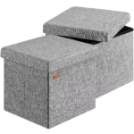 Set 2 taburete pliabile cu spatiu de depozitare, gri, 40l, 38x38x38cm, Casaria®