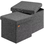 Set 2 taburete pliabile cu spatiu de depozitare, gri inchis, 40l, 38x38x38cm, Casaria®