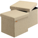 Set 2 taburete pliabile cu spatiu de depozitare, bej, 40l, 38x38x38cm, Casaria®