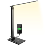 Lampă de birou LED, modernă, cu port de încărcare USB, negru, Monzana