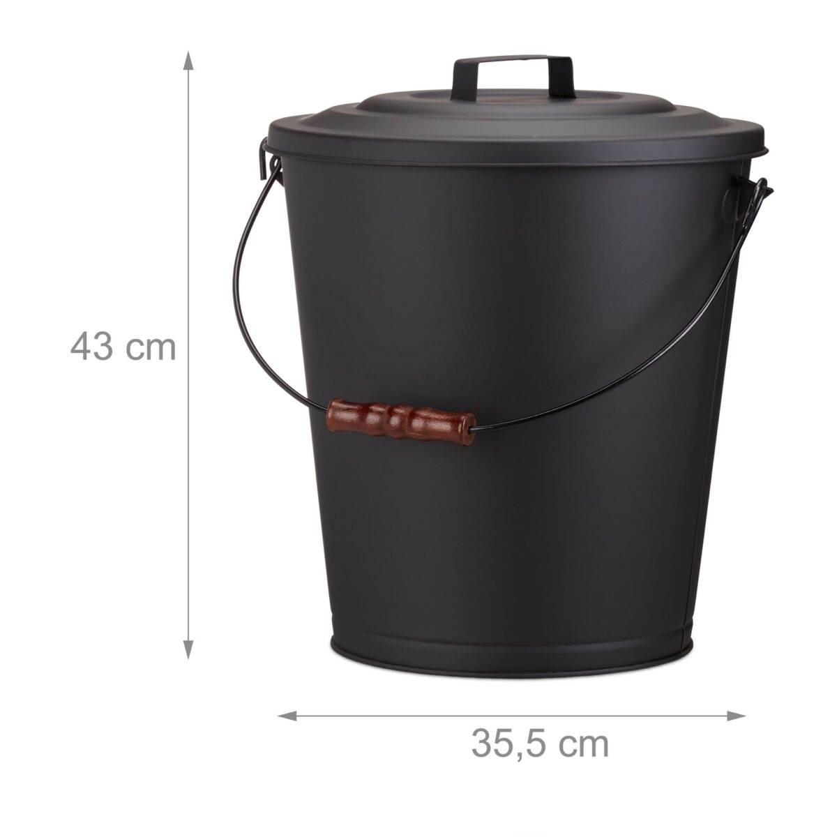 Galeata cu capac pentru cenusa, din otel, 24 L, negru, Relaxdays - imagine 2